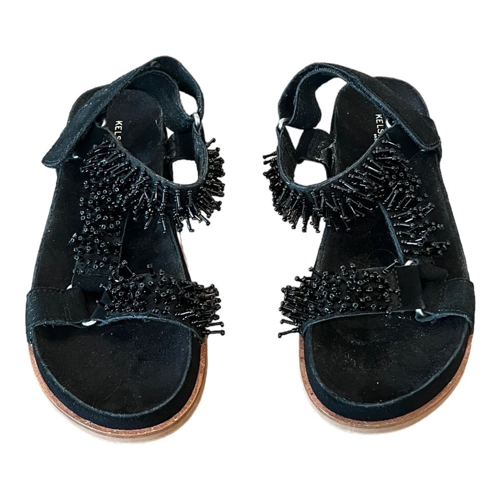 ANTHROPOLOGIE KELSI DAGGER Brooklyn Spark Black Suede Beaded Sandals Size 9 NEW - Picture 4 of 7